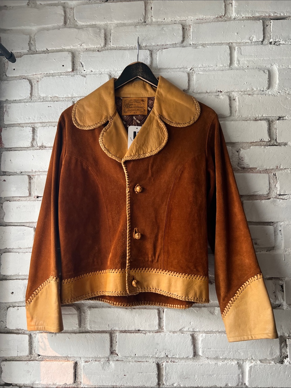 70s Made in Mexico handmade Suede Two-Tone Brown Leather Trim Jacket - Women - Picture 3 of 7